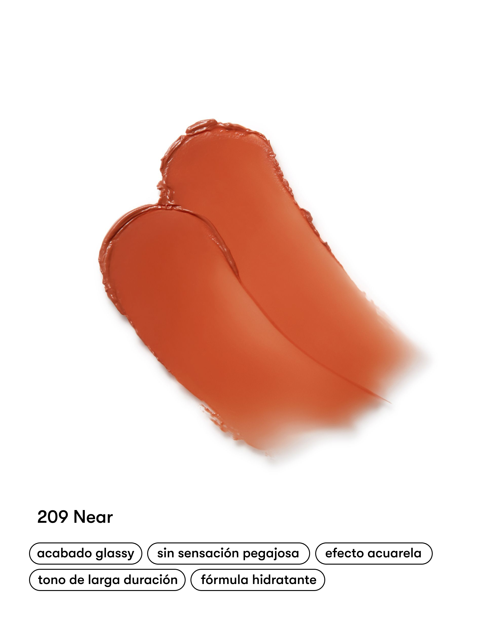 Laka Lápiz labial acabado glassy, efecto acuarela, larga duración, formula hidratante