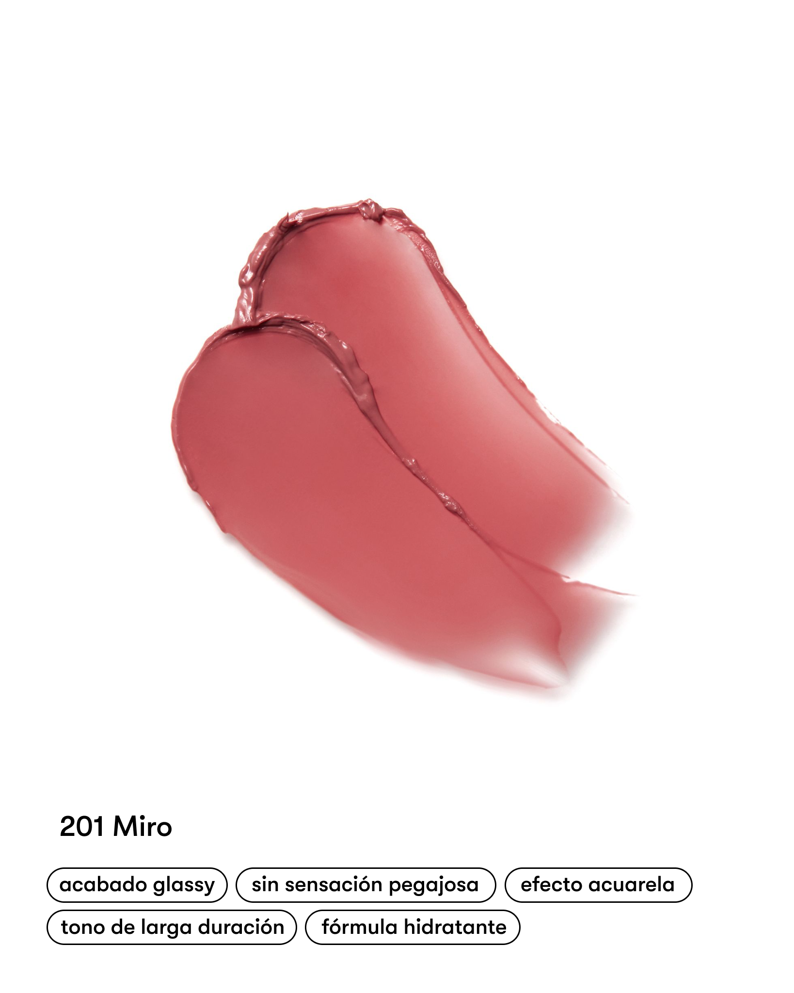 Laka Lápiz labial acabado glassy, efecto acuarela, larga duración, formula hidratante