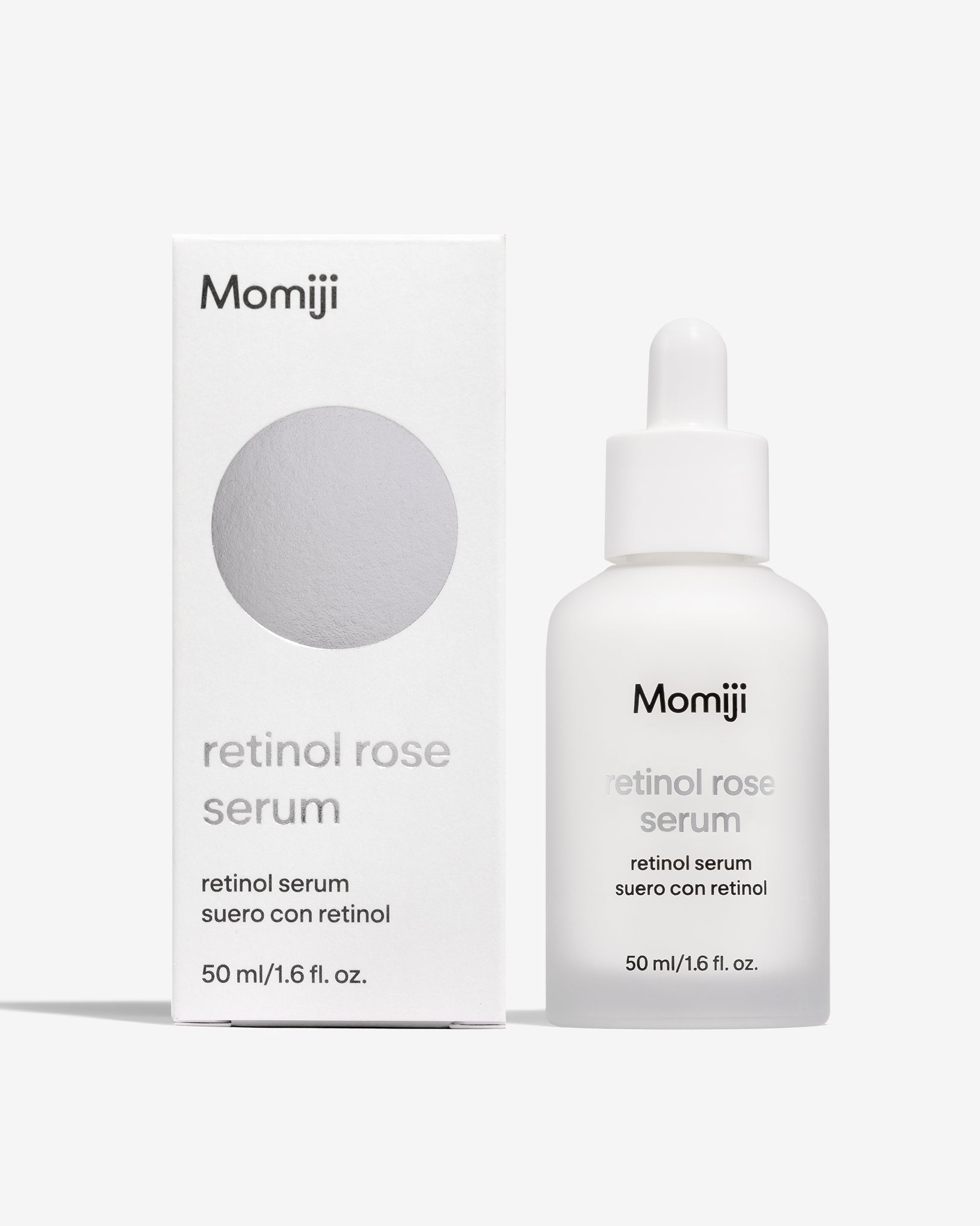 suero de retinol Rose de Momiji Beauty. Este suero combina el poder rejuvenecedor del retinol con las propiedades suavizantes y revitalizantes de la rosa, para ofrecerte una piel más radiante y juvenil. Con su fórmula de rápida absorción, este suero penetra profundamente en la piel, reduciendo la apariencia de líneas finas, arrugas y manchas oscuras. Añade este suero de retinol Rose a tu rutina diaria de cuidado de la piel para obtener resultados visibles y duraderos.