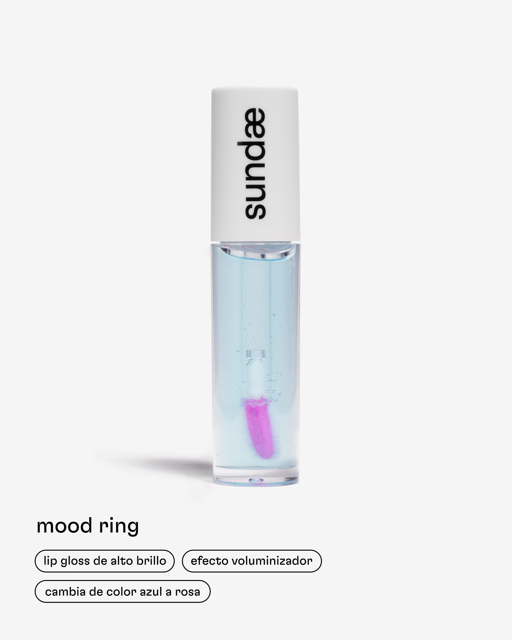 lip gloss de Momiji Beauty Mood Ring, que hidrata los labios, brinda una apariencia plump con efecto voluminizador, da una sensación de frescura.
